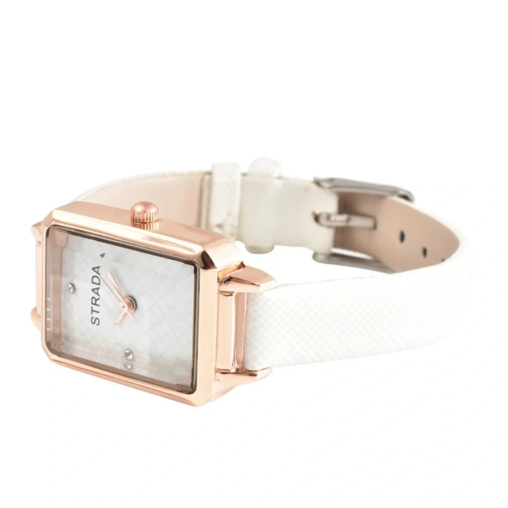 White Faux Leather Strap Watch